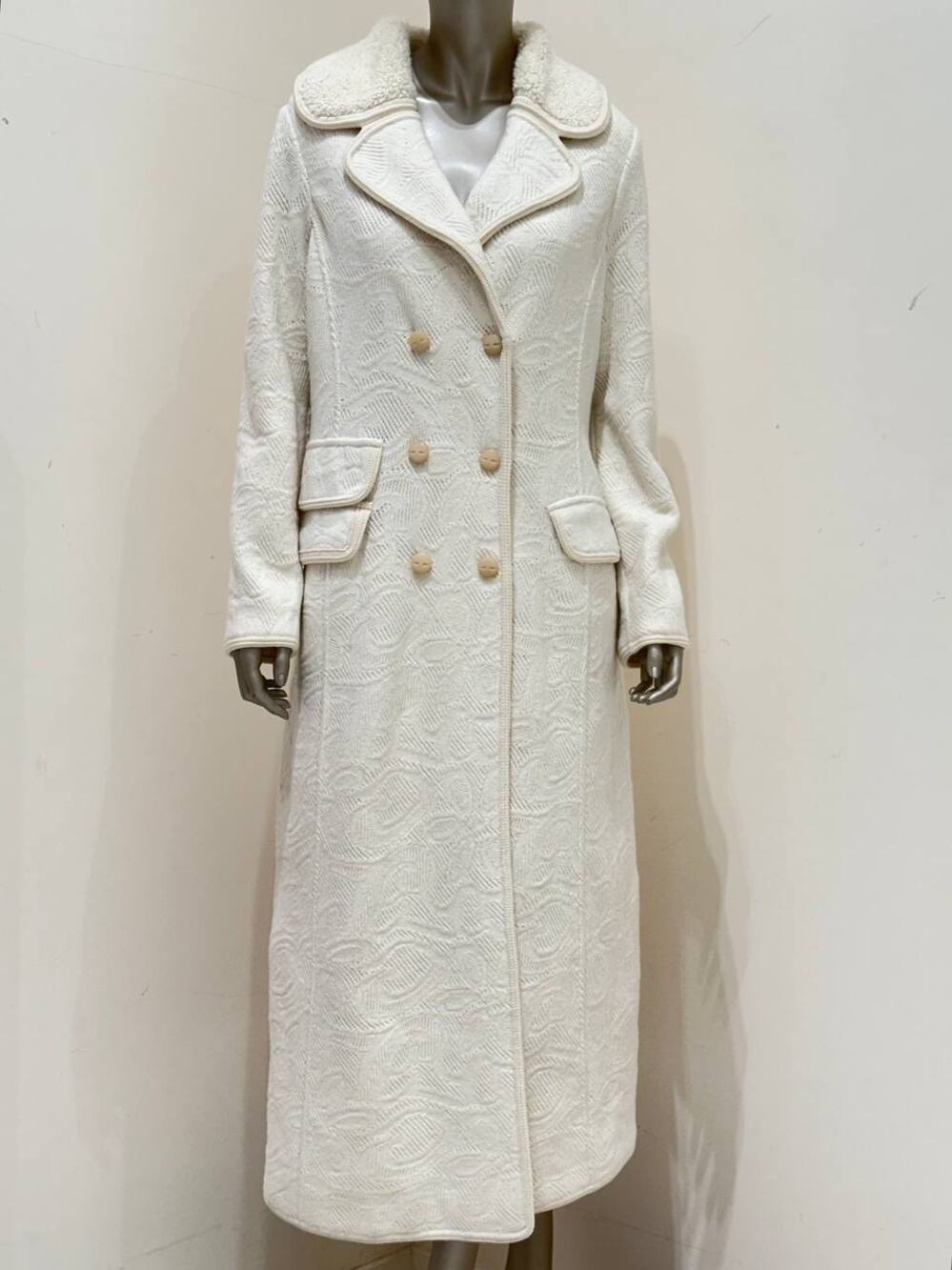 Ermanno Scervino White Wool Mohair Silk Coat Size IT 48